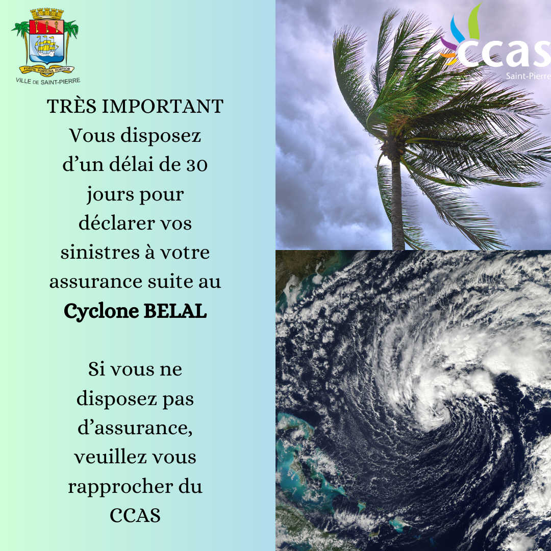 affiche d'aide aux sinistrés suite au cyclone BELAL